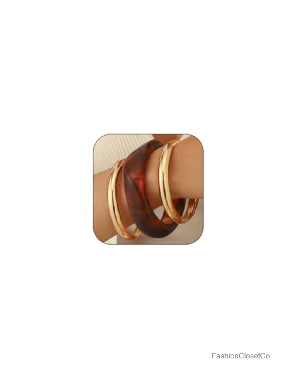 3PCS Acrylic Bangle Bracelet Set for Women Trendy Chunky Gold Stack Jewelry